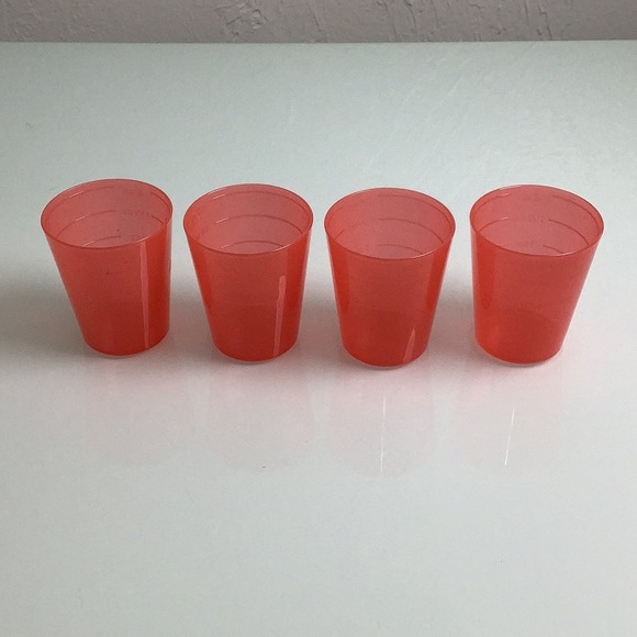 Tupperware 2 oz Midget shooter cups Mini condiments cups tangerine EUC set of 4 - Picture 1 of 8